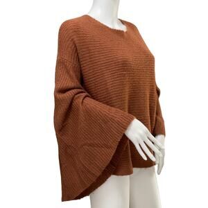 Flare Sleeve Sweater, Oversized, Boxy, Soft Rust Knit, BP., Ladies Large